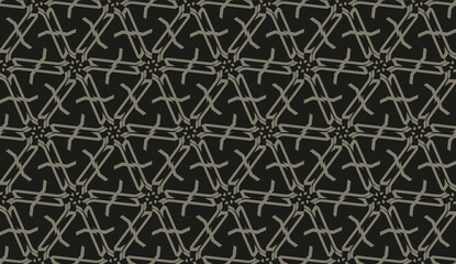 For interior wallpaper, smart design, fashion print.Vector seamless illustration with pattern in triangles style. Dark black color.