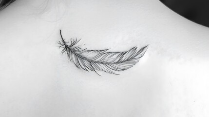 A feather tattoo on a woman's back © Atthapon