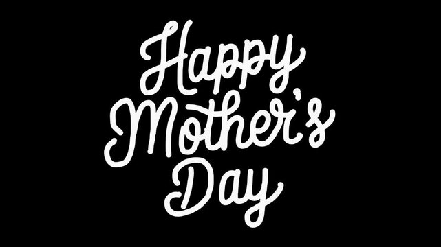 White wiggly hand drawn happy mother&rsquo;s day text on alpha