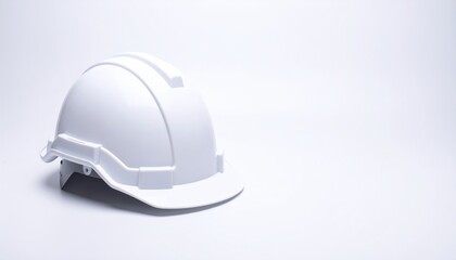 Fototapeta premium White Hard Hat Safety Helmet on White Background Construction Industry