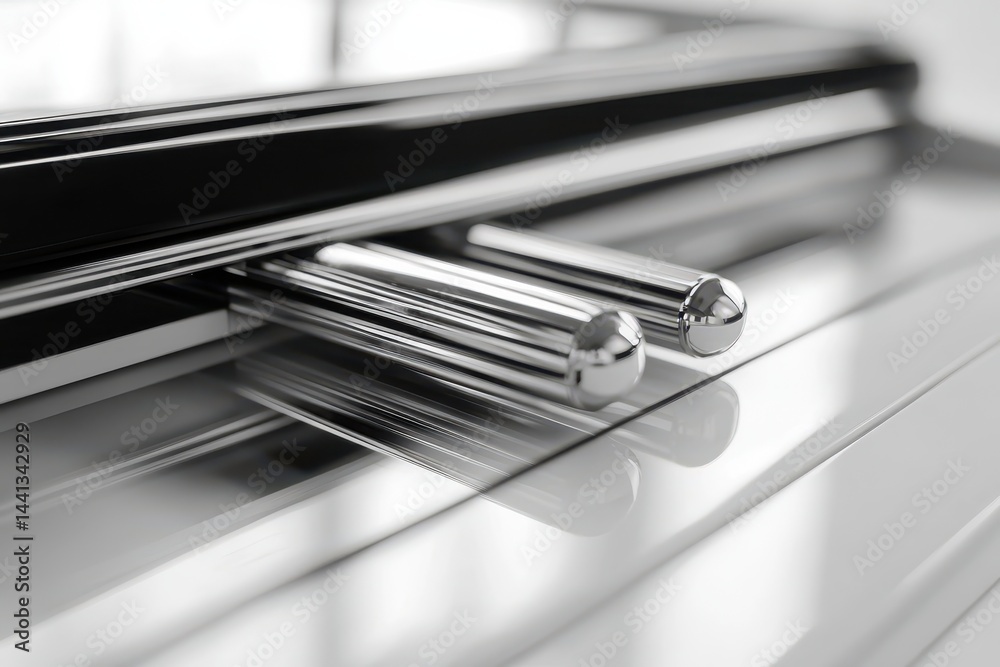 Aufkleber modern office setup features stacked sleek printers in a minimalist workspace with natural light str