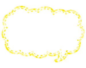 ステンドグラス風吹き出し　三角形模様　細長い雲形