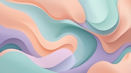 Abstract Background Featuring Organic Flowing Shapes With Pastel Colors In A Soft Modern Style