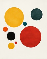 Playful abstract design with circles, triangles, and lines Colorful abstract circles in various sizes and hues create a vibrant visual experience that enhances modern design aesthetics.