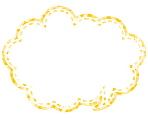 ステンドグラス風吹き出し　三角形模様　丸みのある雲形