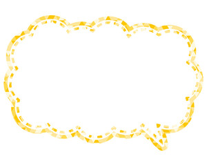 ステンドグラス風吹き出し　三角形模様　細長い雲形