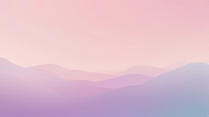 Soft pastel gradient creates an inviting minimalist landscape of rolling hills under a warm light