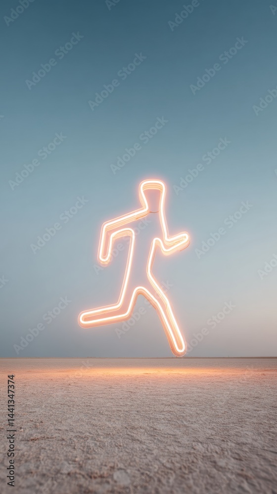 Poster neon active wellness revolution minimalist movement design visualizing personal progress and digital
