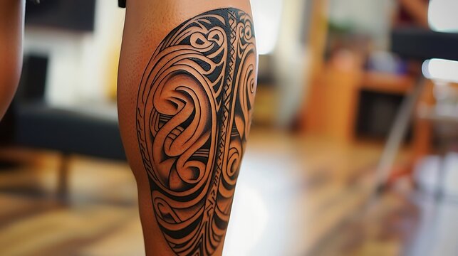 A person has a tattoo on their leg that says "2" and "6"