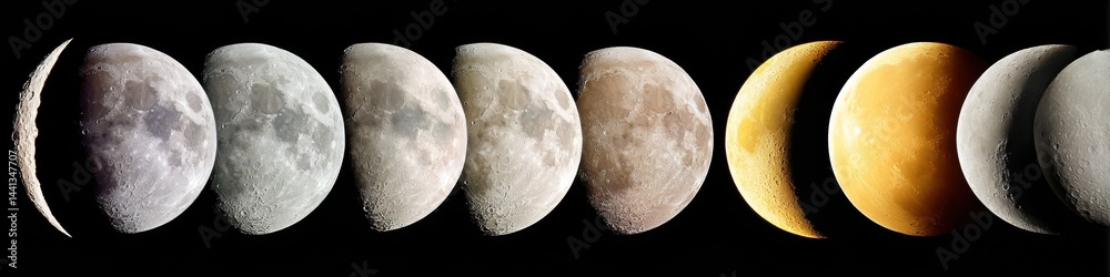 Poster cosmic evolution lunar metamorphosis-verified celestial cycle visualization for digital learning and