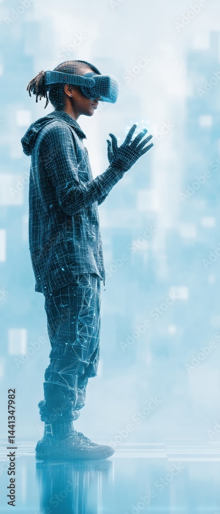 Poster immersive xr innovation next-gen digital interaction with virtual reality wearables - futuristic met