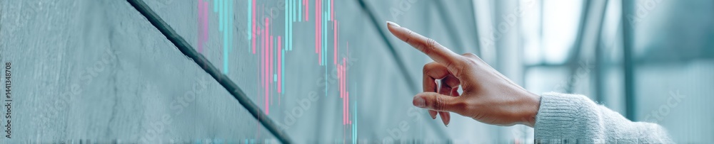 Poster Precision Financial Analytics Minimalist Tech-Driven Trading Insights with Dynamic Finger Interaction - Next-Gen Investment Strategy Visualization for Digital Entrepreneurs