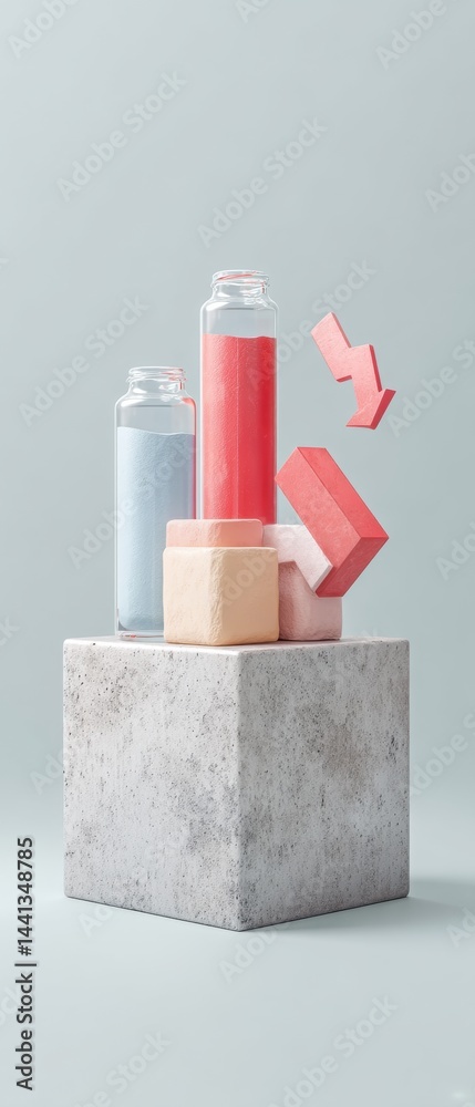 Poster Minimalist Financial Insight Geometric Data Visualization with Bold Color Blocking - Next-Gen Investment Analytics for Digital Decision Makers