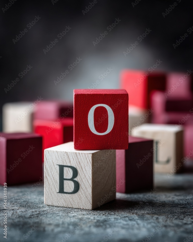 Leinwandbilder Minimalist Business Communication Decoded Red and Gray Alphabet Blocks Showcasing Dynamic Branding Strategies for Tech-Driven Storytelling and Corporate Identity