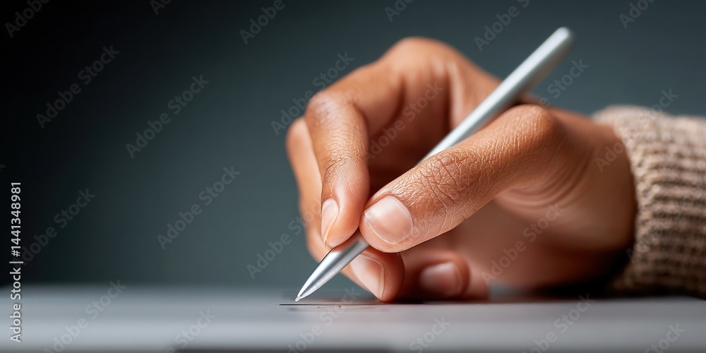 Poster Minimalist Professional Workflow Sleek Ergonomic Pen Capturing Precision Decision-Making in Modern Business Intelligence and Creative Strategic Planning