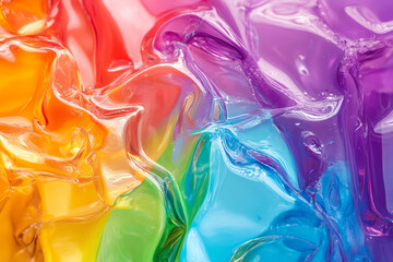 Obraz premium Stunning molten glass texture with vibrant rainbow refraction, isolated on white. Perfect for creative projects, backgrounds, and artistic designs. High-quality, detailed, and eye-catching