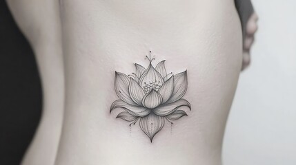 A woman has a tattoo of a flower on her back
