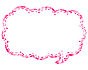 ステンドグラス風吹き出し　三角形模様　細長い雲形