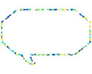 ステンドグラス風吹き出し　三角形模様　細長い八角形
