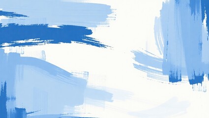 Modern abstract art showcasing dynamic brushstrokes in shades of blue against a white background.