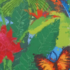 Various oil paintings, flowers, butterflies, leaves, parrots, birds, roses, peonies, scenery, moonlight, paisley, monkeys, frogs