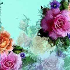 Various oil paintings, flowers, butterflies, leaves, parrots, birds, roses, peonies, scenery, moonlight, paisley, monkeys, frogs