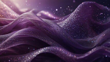 Ethereal waves of glittering purple fabric create a dreamy and surreal abstract composition.