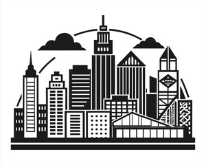 Fototapeta premium Oakland Skyline Vector Illustration – Black and White City Silhouette