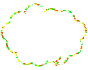 ステンドグラス風吹き出し　三角形模様　丸みのある雲形