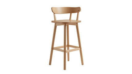 Modern light wood bar stool counter height seating for kitchen island and home bar furniture design on transparent background