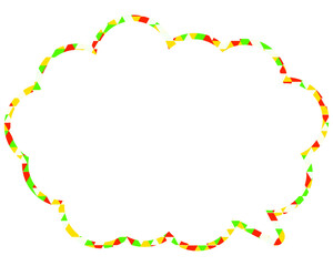 ステンドグラス風吹き出し　三角形模様　丸みのある雲形