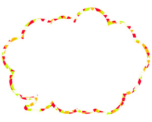 ステンドグラス風吹き出し　三角形模様　丸みのある雲形
