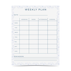 Modern and simple template for weekly plan with soft pastel color of digital planner 12