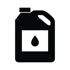 Black silhouette of a motor oil container vector icon on a white background