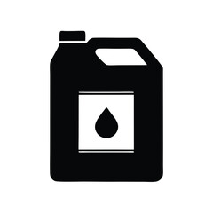 Black silhouette of a motor oil container vector icon on a white background