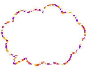 ステンドグラス風吹き出し　三角形模様　丸みのある雲形