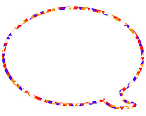 ステンドグラス風吹き出し　三角形模様　丸形