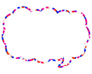 ステンドグラス風吹き出し　三角形模様　細長い雲形