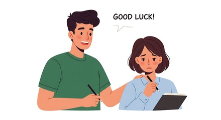 Person Giving Encouragement with Good Luck Wish to Friend