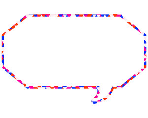 ステンドグラス風吹き出し　三角形模様　細長い八角形