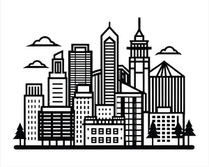 Fototapeta premium Portland Skyline Vector Illustration – Black and White City Silhouette