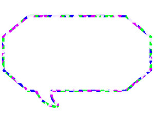 ステンドグラス風吹き出し　三角形模様　細長い八角形
