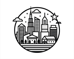 Naklejka premium Raleigh Skyline Vector Illustration – Black and White City Silhouette