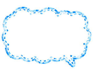 ステンドグラス風吹き出し　三角形模様　細長い雲形