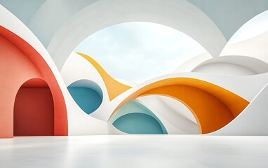 Colorful, abstract architectural interior