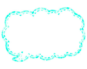 ステンドグラス風吹き出し　三角形模様　細長い雲形