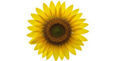 Obraz premium A vibrant sunflower with bright yellow petals and a dark center on a black background isolated shot