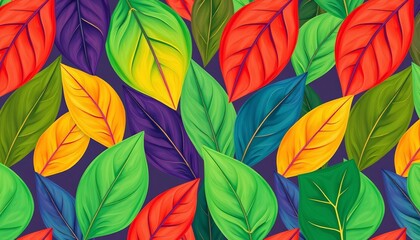 Vibrant, whimsical abstract leaf pattern Seamless repeat for textile, wallpaper, spring, trendy
