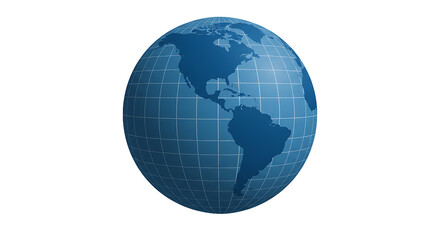 A blue globe with a grid pattern showing north and south america on a black background image view globe