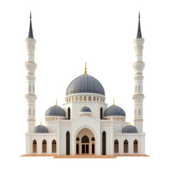 Obraz premium A detailed architectural image presenting an Islamic mosque with multiple domes and tall towers.